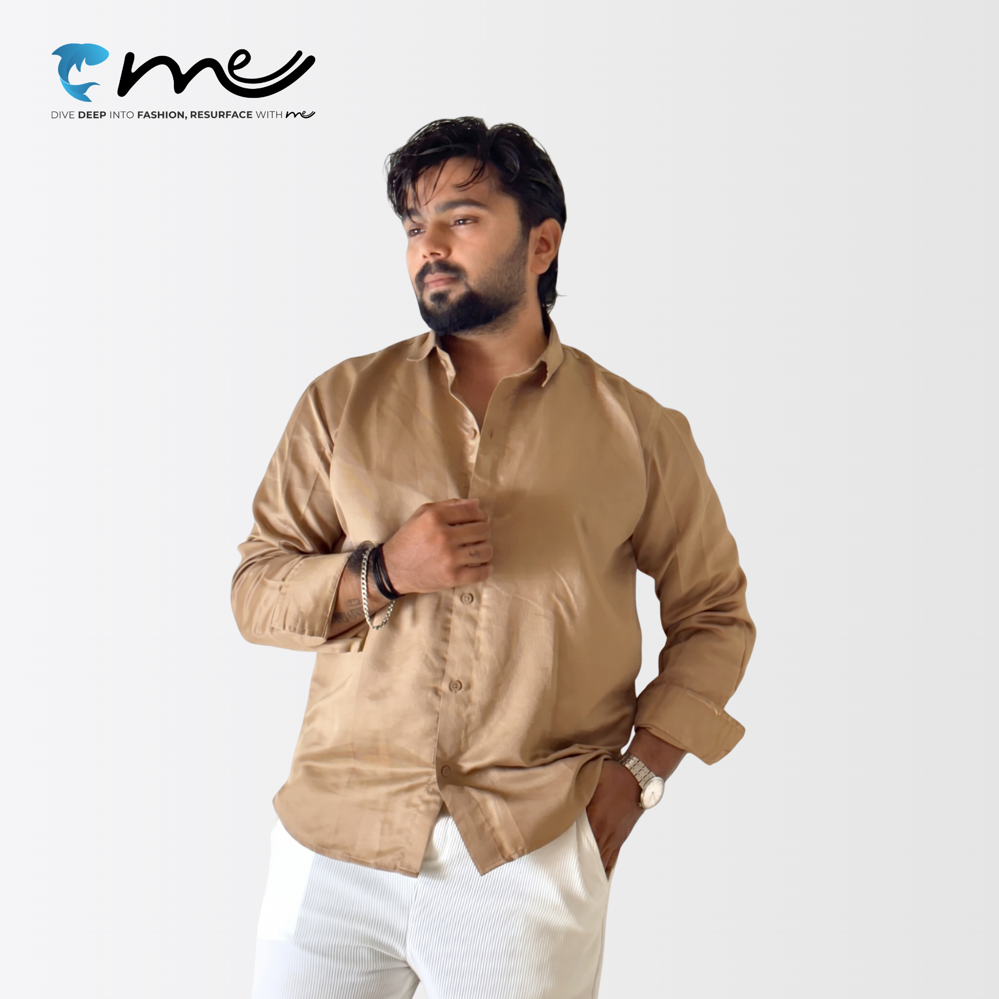 Midnight Brown - Men's Brown Shine Full-Sleeve Casual Shirt