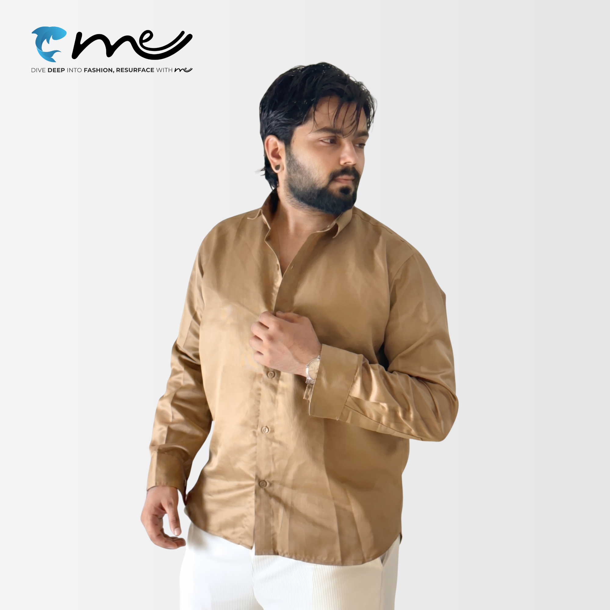 Midnight Brown - Men's Brown Shine Full-Sleeve Casual Shirt