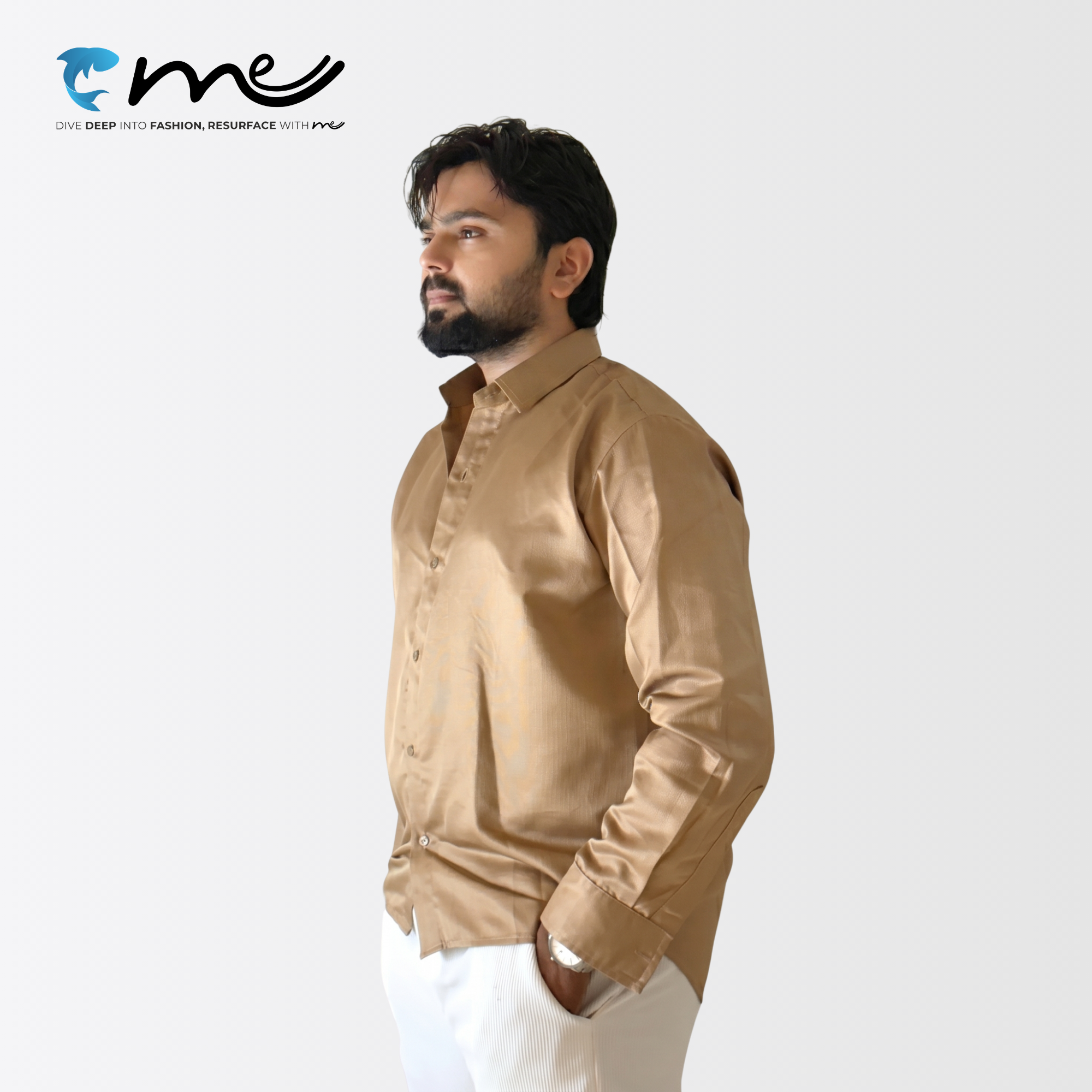 Midnight Brown - Men's Brown Shine Full-Sleeve Casual Shirt