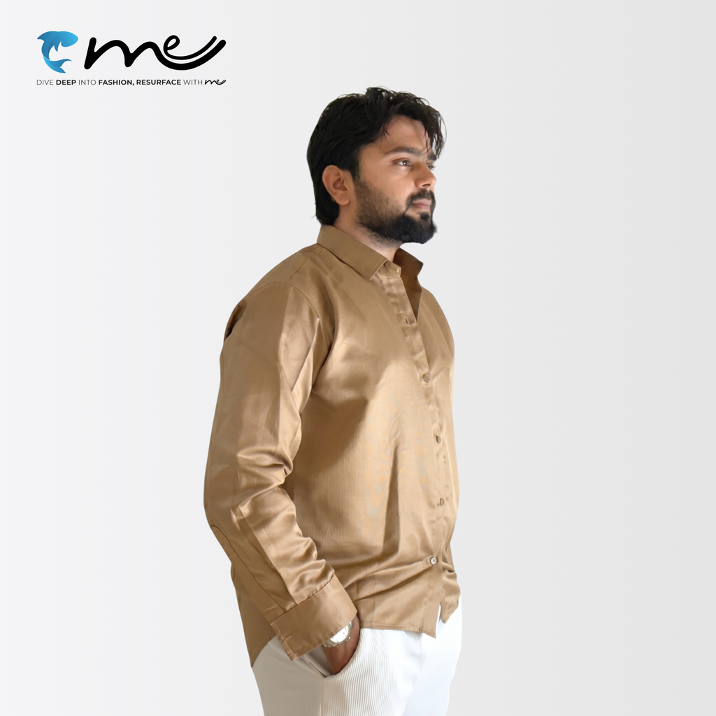 Midnight Brown - Men's Brown Shine Full-Sleeve Casual Shirt