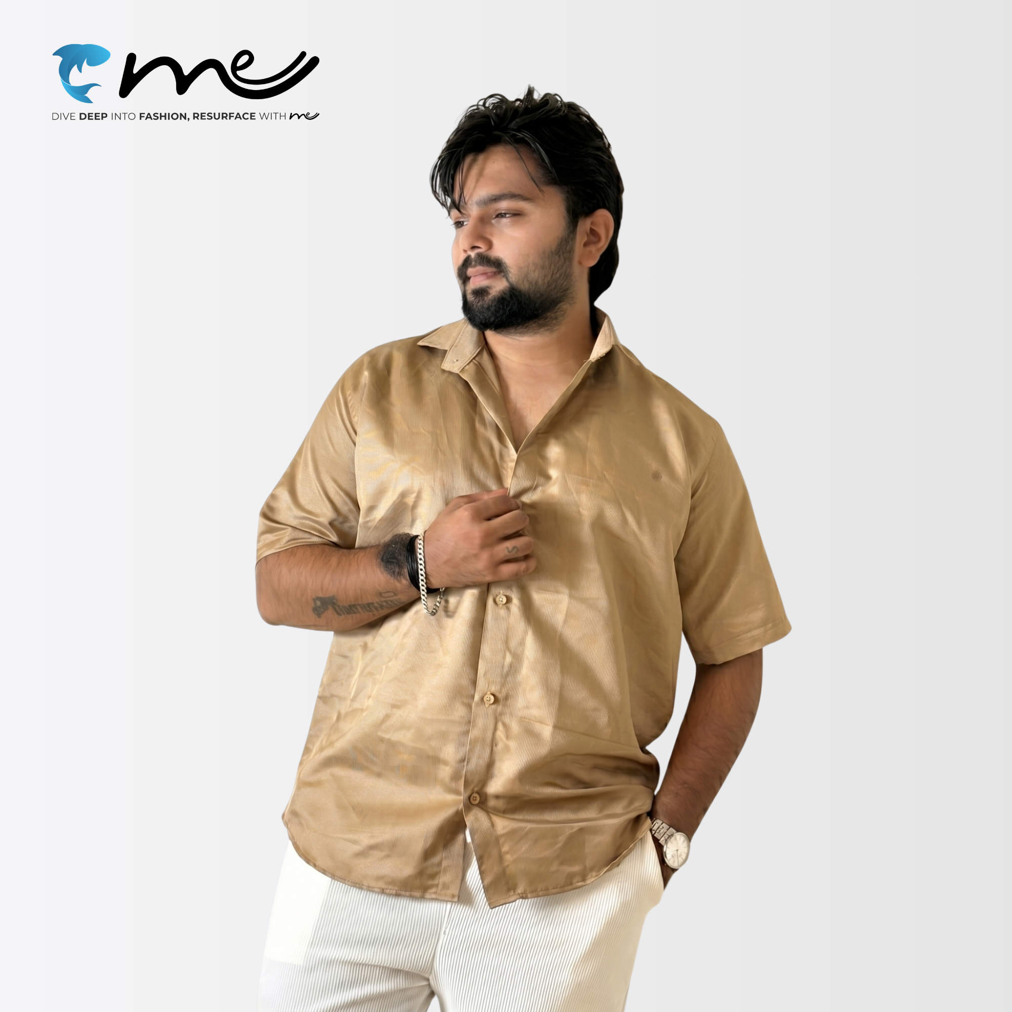 Midnight Brown - Men's Brown Shine Half-Sleeve Casual Shirt