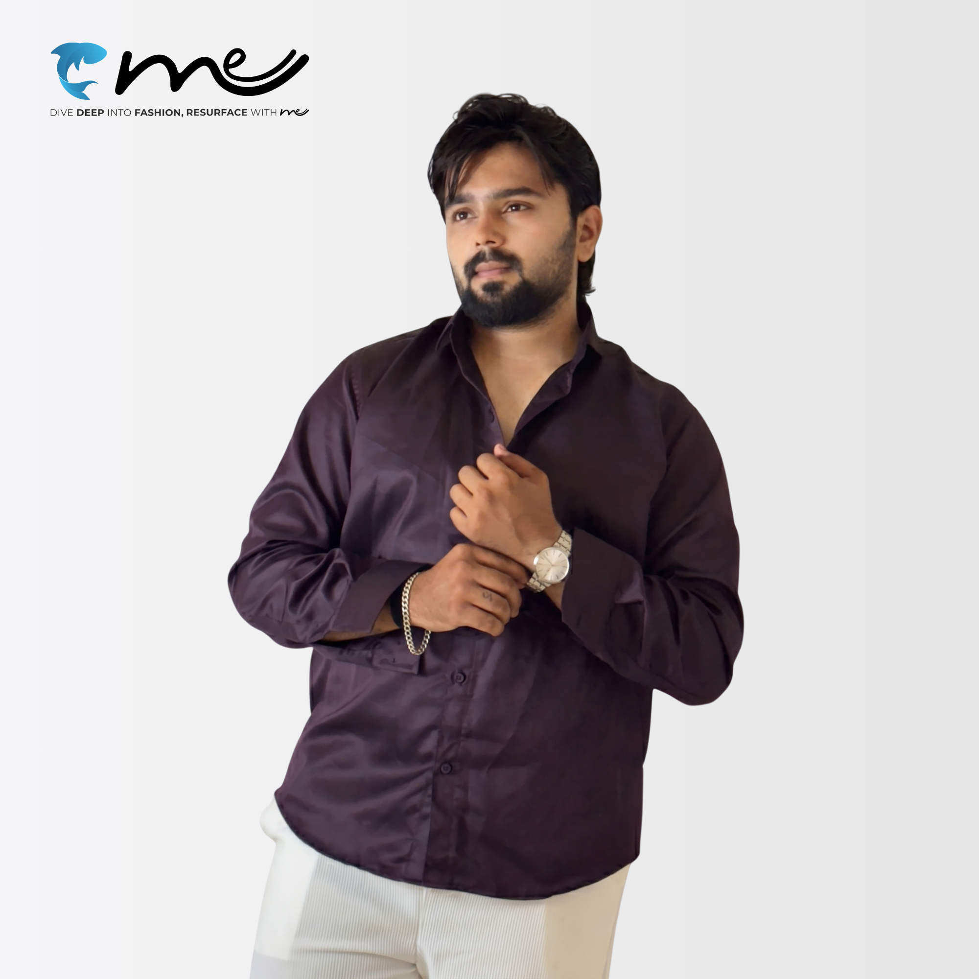 Midnight Maroon - Men's Maroon Shine Full-Sleeve Casual Shirt