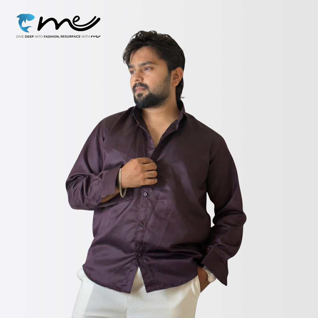 Midnight Maroon - Men's Maroon Shine Full-Sleeve Casual Shirt