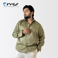 Midnight Olive Green - Men's Olive Green Shine Full-Sleeve Casual Shirt
